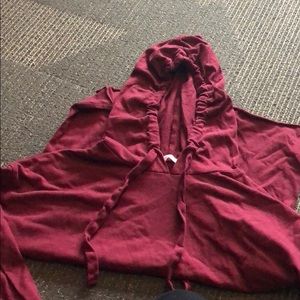 Burgundy Long Sleeve Tee with Hood